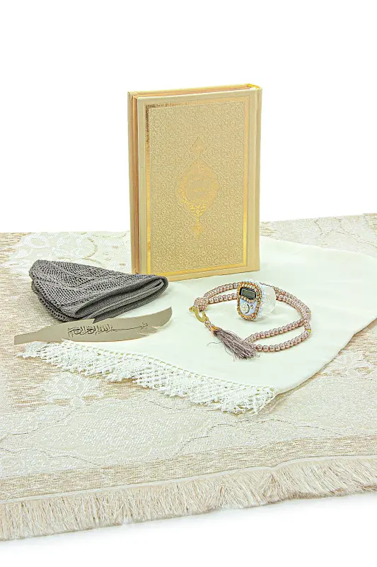 Wedding chest mat set, suitable as a gift for groom and bride, with Kuran and scarf set Gold - 3