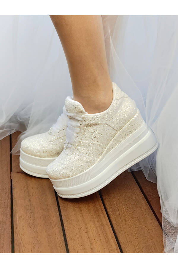 Wedding Shoes Glittery Off-White 9cm Padded Heel Very Comfortable - 3