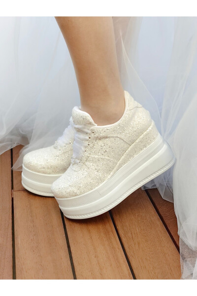 Wedding Shoes Glittery Off-White 9cm Padded Heel Very Comfortable - 5