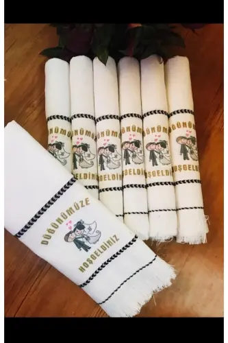 Wedding Towel Car Towel Convoy Towel 12 Pieces, Welcome to our wedding. okuluk.yörük Toy Dəsmal-white 