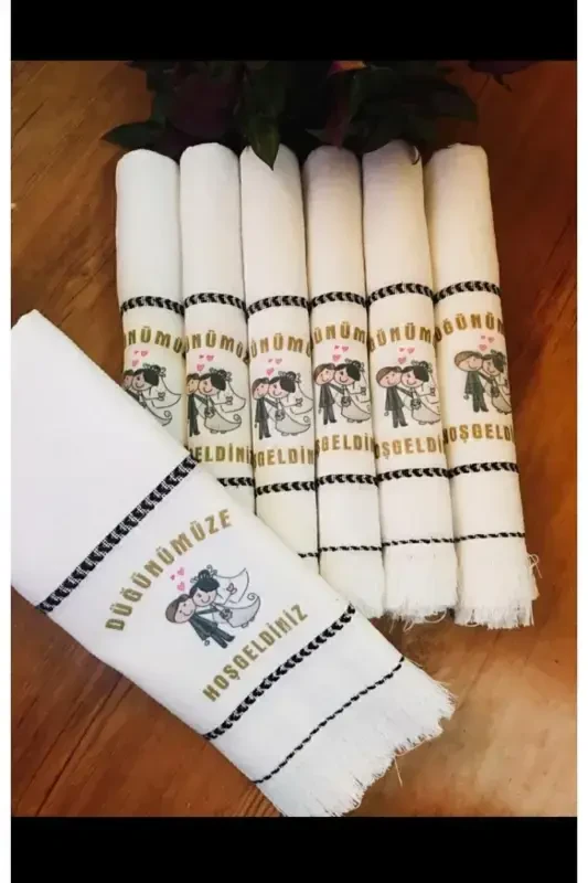 Wedding Towel Car Towel Convoy Towel 12 Pieces, Welcome to our wedding.okuluk.nomadic Toy Dəsmal-white - YÖRÜK TUHAFIYE