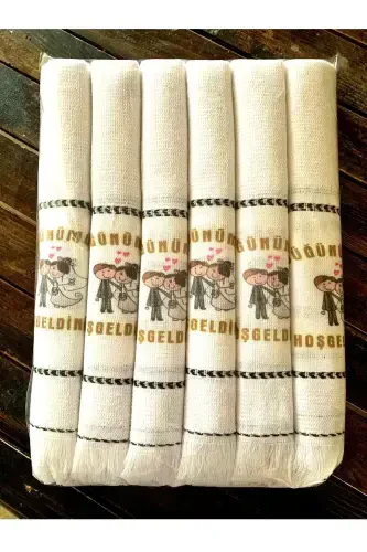 Wedding Towel Car Towel Convoy Towel 12 Pieces, Welcome to our wedding.okuluk.nomadic Toy Dəsmal-white - YÖRÜK TUHAFIYE (1)