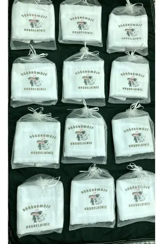 Wedding Towel, Tulle Bag Wedding Towel Car Towel Convoy Towel Pack of 12 Bagged-beyazztüll99 - 1