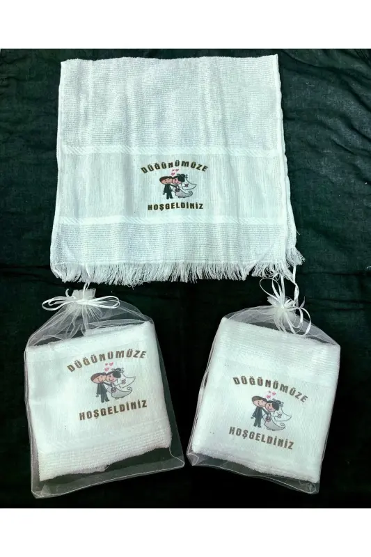 Wedding Towel, Tulle Bag Wedding Towel Car Towel Convoy Towel Pack of 12 Bagged-beyazztüll99 - 3
