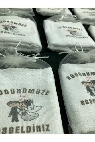Wedding Towel, Tulle Bag Wedding Towel Car Towel Convoy Towel Pack of 12 Bagged-beyazztüll99 - 5