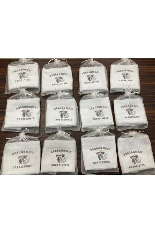 Wedding Towel, Tulle Bag Wedding Towel Car Towel Convoy Towel Pack of 12 Bagged-beyazztüll99 - 6
