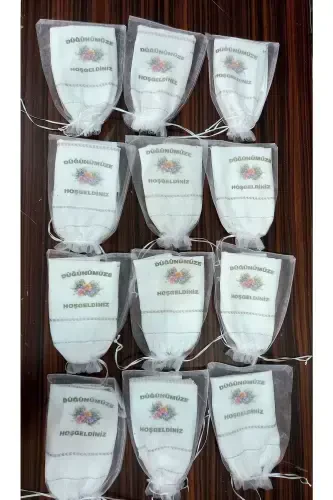 Wedding Towel, Tulle Pouch Wedding Towel Car Towel Convoy Towel 12-Pack Floral-Blue3 - 1