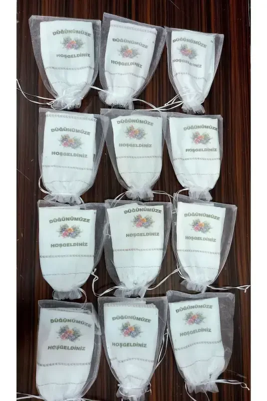 Wedding Towel, Tulle Pouch Wedding Towel Car Towel Convoy Towel 12-Pack Floral-Blue3 - 1