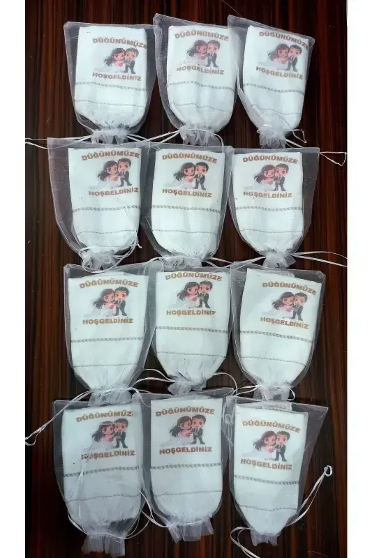 Wedding Towel, Tulle Pouch Wedding Towel Car Towel Convoy Towel 12-Piece Pack Yenigd-blue2 - 1