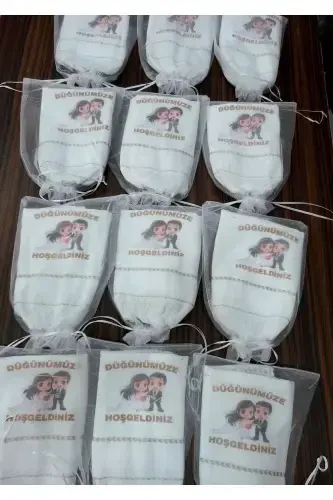 Wedding Towel, Tulle Pouch Wedding Towel Car Towel Convoy Towel 12-Piece Pack Yenigd-blue2 - 3