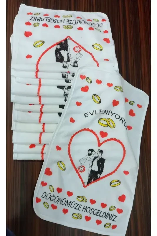 Wedding Towel White 12 Pieces (40x60 Cm) Quality Velvet Towel-red2 - 1