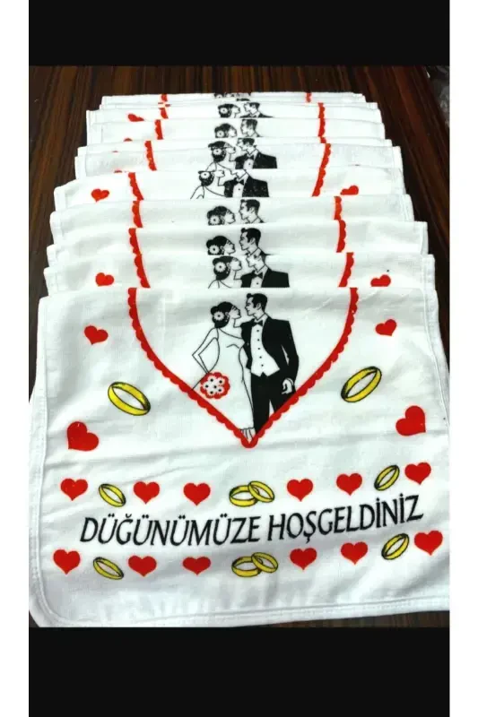 Wedding Towel White 12 Pieces (40x60 Cm) Quality Velvet Towel-red2 - 2