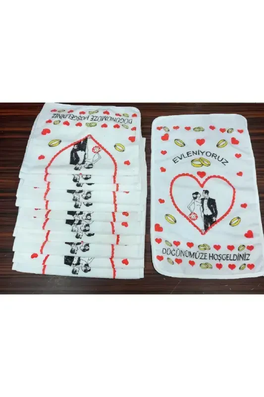Wedding Towel White 12 Pieces (40x60 Cm) Quality Velvet Towel-red2 - 5