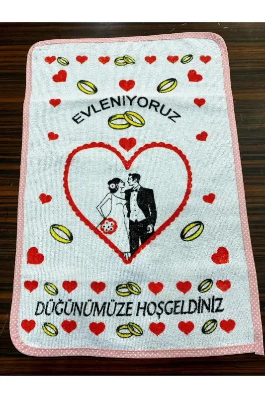 Wedding Towel White Towel with Red Binding 12 Pieces (40x60 Cm) Quality Velvet Towel-red4 - 1