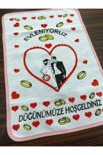 Wedding Towel White Towel with Red Binding 12 Pieces (40x60 Cm) Quality Velvet Towel-red4 - 2