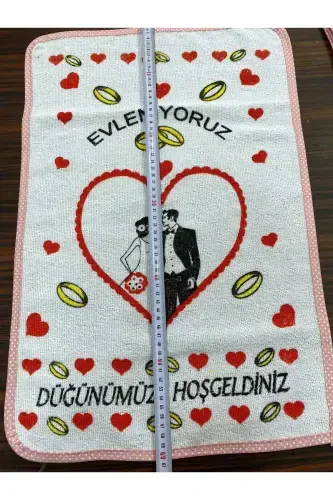 Wedding Towel White Towel with Red Binding 12 Pieces (40x60 Cm) Quality Velvet Towel-red4 - 3