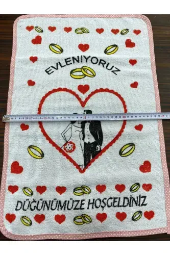 Wedding Towel White Towel with Red Binding 12 Pieces (40x60 Cm) Quality Velvet Towel-red4 - 4