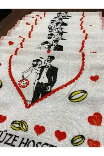 Wedding Towel White Towel with Red Binding 12 Pieces (40x60 Cm) Quality Velvet Towel-red4 - 5