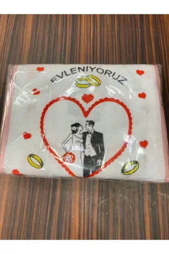 Wedding Towel White Towel with Red Binding 12 Pieces (40x60 Cm) Quality Velvet Towel-red4 - 7