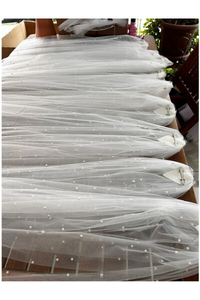 Wedding Veil, Bridal Accessory Wedding, Pearl Wedding Veil 1.5 Mt with Clip - 22