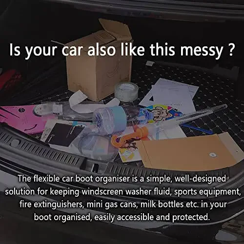 Wedfish Эластичные ремни для организации багажника автомобиля с крючками и липучками + 2 кармана, 20''/27,5'' Автомобильные органайзеры, Организуйте захламленный багажник, чтобы вещи не катились (27,5 дюйма в длину) - 3