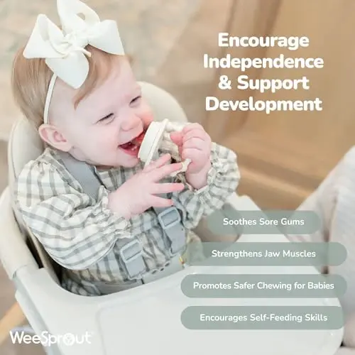 WeeSprout Silicone Baby Food Feeders + Freezer Tray for Batch Prep, Set of 2, Introduce New Foods Safely, Double as Teething Toys, Includes 2 Extra Pouches & Travel Lids, Dishwasher Safe - 3