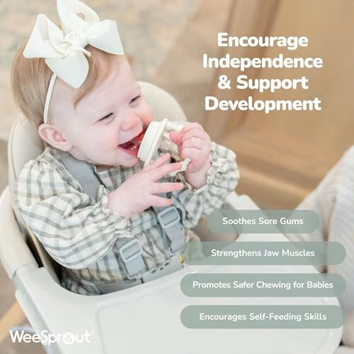 WeeSprout Silicone Baby Food Feeders + Freezer Tray for Batch Prep, Set of 2, Introduce New Foods Safely, Double as Teething Toys, Includes 2 Extra Pouches & Travel Lids, Dishwasher Safe - 3