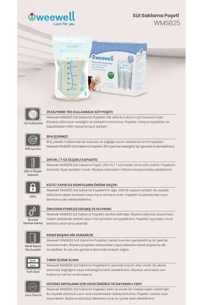 Weewell Breast Milk Storage Bag 200 ml 25 pcs - 3