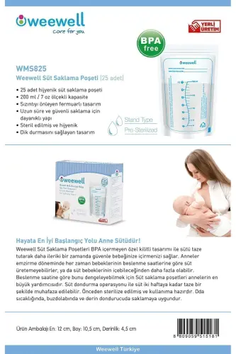 Weewell Anne Sütü Saklama Poşeti 200 ml 25'li - GÖNÜL İŞLERIM (1)