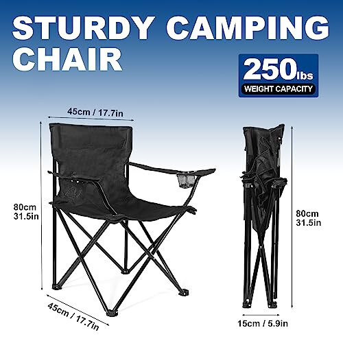 WEIDIORME 2 Pack Camping Chairs - Lightweight and Supportive Chairs for Teens and Lightweight Individuals - Compact, Durable, and Portable - Ideal for Camping, Hiking, Beach, and Picnics - Carry Bag - 3