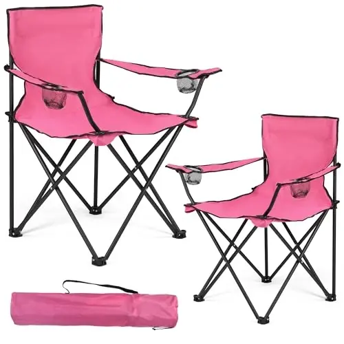 WEIDIORME 2 Pack Lightweight Camping Chairs, 300LBS Heavy-Duty Portable Folding Chairs with Carry Bag, Compact Design for Camping, Beach, Picnics, and Outdoor Event 