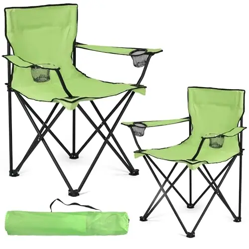 WEIDIORME 2 Pack Lightweight Camping Chairs, 300LBS Heavy-Duty Portable Folding Chairs with Carry Bag, Compact Design for Camping, Beach, Picnics, and Outdoor Event - 1