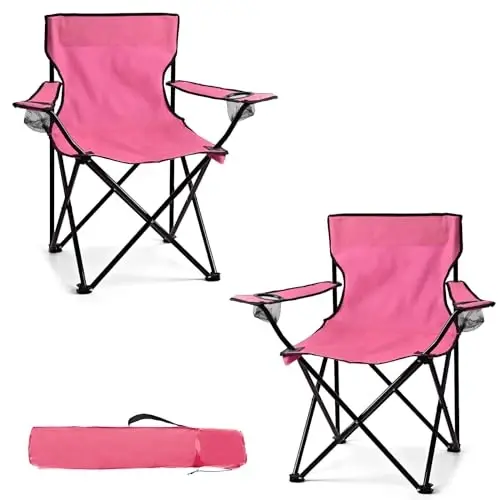 WEIDIORME 2 Pack Lightweight Camping Chairs for Adults & Teens, 250LBS Capacity Foldable Portable Chairs with Carry Bag, Compact Design for Camping, Beach, Picnics, and Outdoor Events 