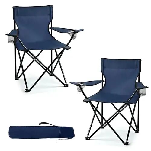 WEIDIORME 2 Pack Lightweight Camping Chairs for Adults & Teens, Capacity Foldable Portable Chairs with Carry Bag, Compact Design for Camping, Beach, Picnics, and Outdoor Events - WEIDIORME