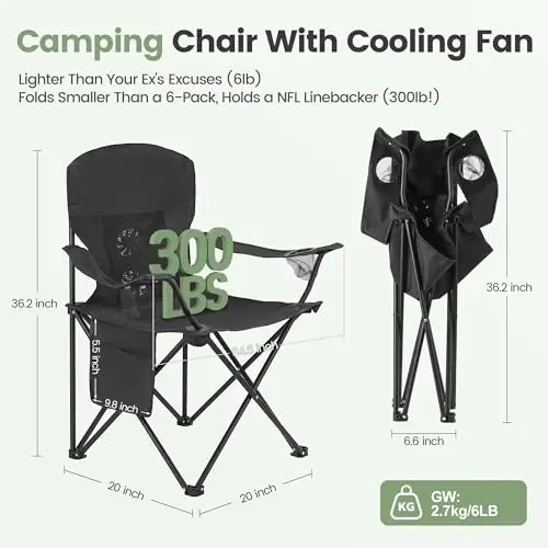 WEIDIORME 2 Pack yengil vaznli Camping Chairs, 300LBS og'ir yuk ko'taruvchi portativ buklama stullar, sumka bilan ixcham dizayn, Camping, plyaj, piknik va ochiq havoda tadbirlar uchun - 2