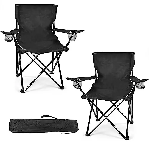 WEIDIORME 2 Pack Lightweight Camping Chairs for Adults & Teens, 250LBS Capacity Foldable Portable Chairs with Carry Bag, Compact Design for Camping, Beach, Picnics, and Outdoor Events 