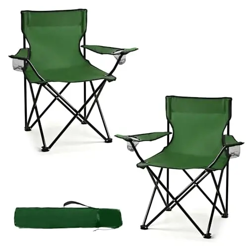 WEIDIORME 2 Pack Lightweight Camping Chairs for Adults & Teens, 250LBS Capacity Foldable Portable Chairs with Carry Bag, Compact Design for Camping, Beach, Picnics, and Outdoor Events 