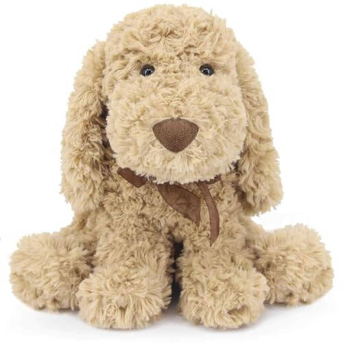 WEIGEDU Poodle Puppy Goldendoodle Stuffed Animal, Adorable Toy Dog Labradoodle Plush for Kids Boys Girls Birthday Easter Christmas Bedtime Gift, 11.8“ Golden - 1