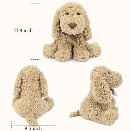 WEIGEDU Пудель Щенок Goldendoodle Набивная Игрушка, Милая Игрушечная Собака Labradoodle Плюшевая для Детей Мальчиков Девочек День Рождения Пасха Рождество Подарок на Сон, 11,8“ Золотой - 7