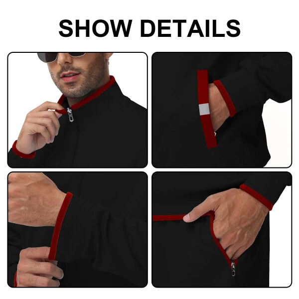 Weilanxin Men's Tracksuits Sweatsuits for Men Set Track Suits 2 Piece Casual Athletic Jogging Warm Up Full Zip Sweat Suits Black L - 5