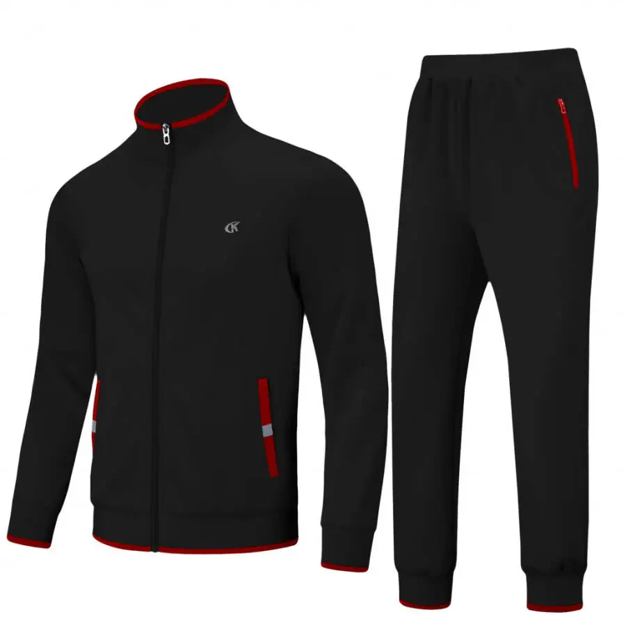 Weilanxin Men's Tracksuits Sweatsuits for Men Set Track Suits 2 Piece Casual Athletic Jogging Warm Up Full Zip Sweat Suits Black L - 8