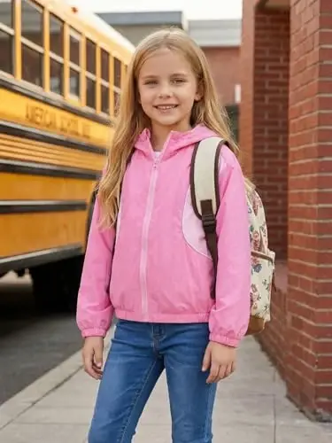 WELAKEN lightweight Jacket for Girls Kids & Toddler II Girls' Print Water-resistant Jacket - 3