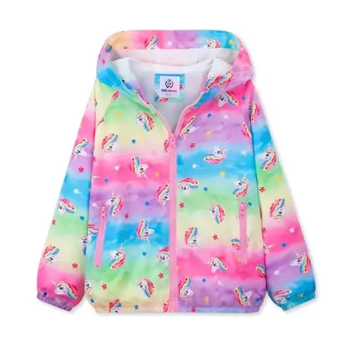 WELAKEN lightweight Jacket for Girls Kids & Toddler II Girls' Print Water-resistant Jacket 