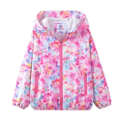 WELAKEN lightweight Jacket for Girls Kids & Toddler II Girls' Print Water-resistant Jacket - WELAKEN