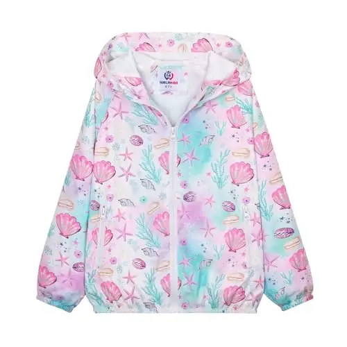 WELAKEN lightweight Jacket for Girls Kids & Toddler II Girls' Print Water-resistant Jacket 