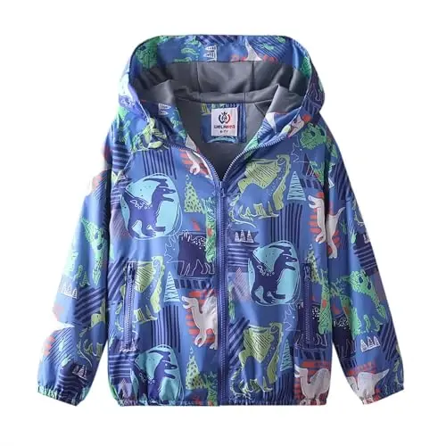 WELAKEN lightweight Jacket for Girls Kids & Toddler II Girls' Print Water-resistant Jacket 