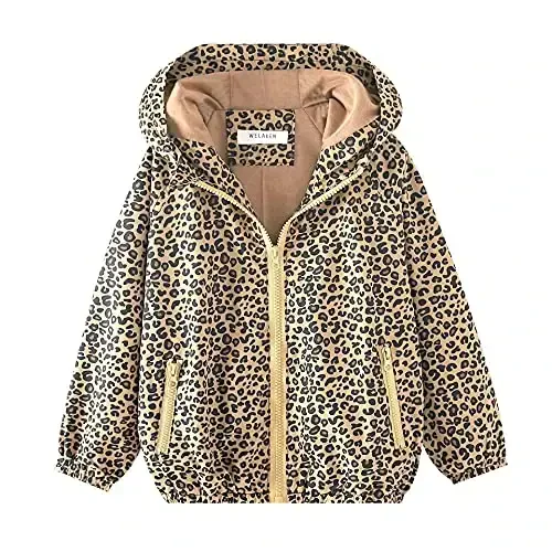 WELAKEN lightweight Jacket for Girls Kids & Toddler II Girls' Print Water-resistant Jacket 