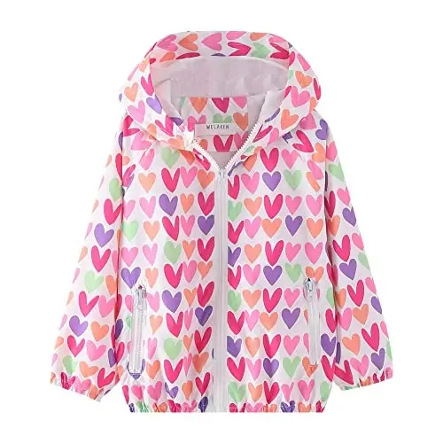 WELAKEN lightweight Jacket for Girls Kids & Toddler II Girls' Print Water-resistant Jacket 
