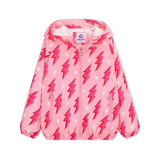 WELAKEN lightweight Jacket for Girls Kids & Toddler II Girls' Print Water-resistant Jacket 