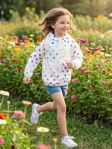 WELAKEN lightweight Jacket for Girls Kids & Toddler II Girls' Print Water-resistant Jacket 